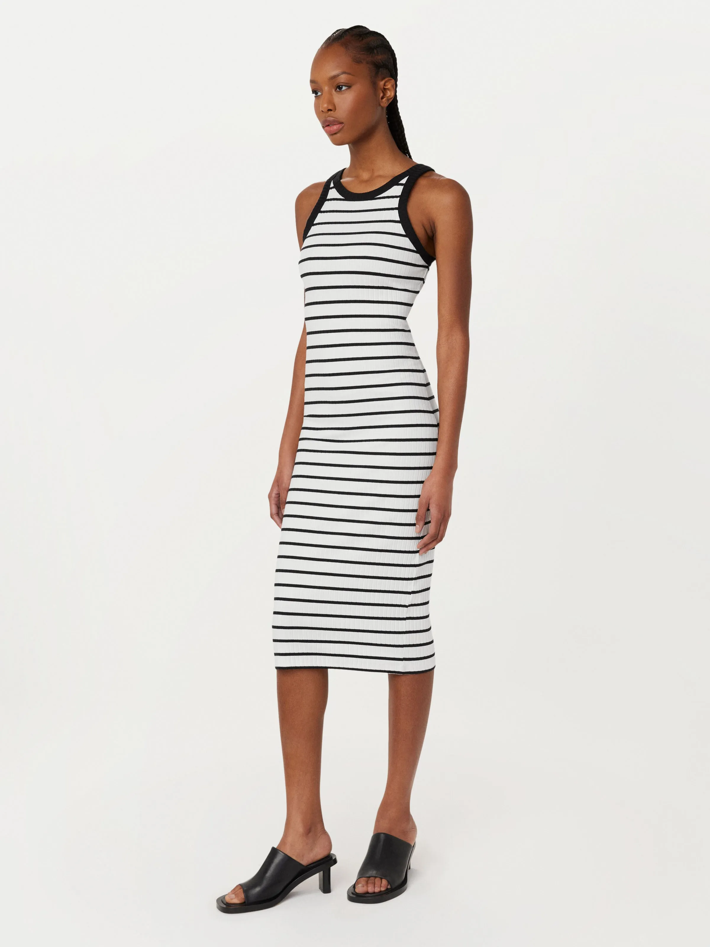 The Ribbed Tank Dress in White