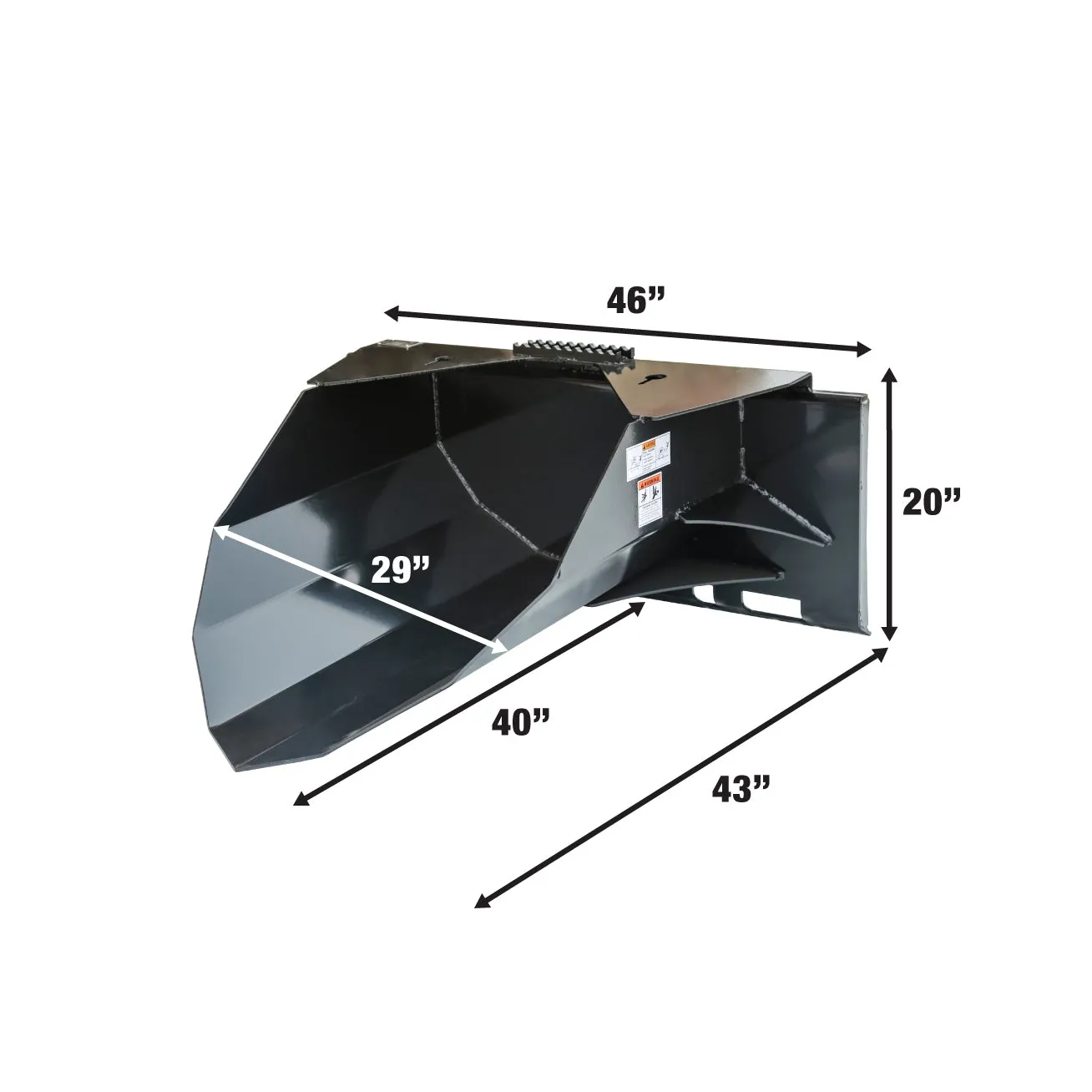 TMG Industrial 42” Heavy-Duty Skid Steer Tree Scoop, 1500-lb Capacity, Chain Slot, 30” Mouth Opening, High Abrasive Cut Edge, TMG-TS42