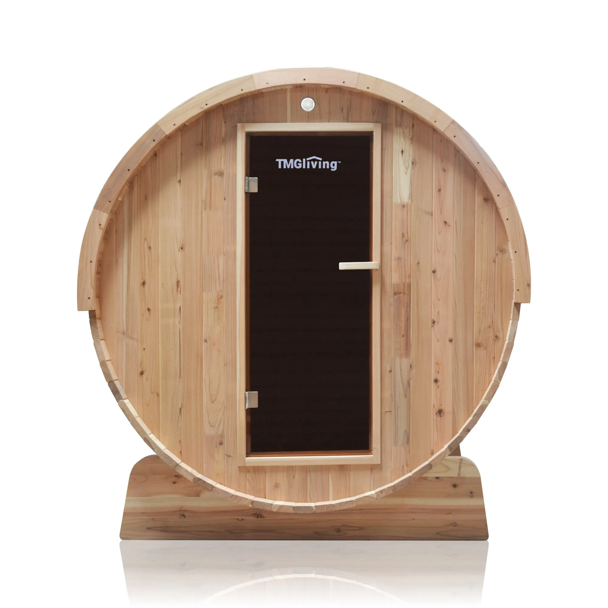 TMG LIVING Outdoor Rustic Cedar Barrel Sauna, Three Person, Tempered Glass Door, TMG-LSN42