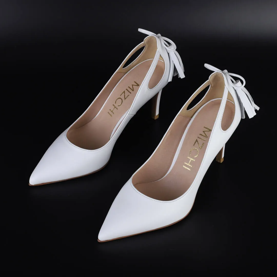 *UK size 3 - TISSLE TASSEL - beige, 8cm heels