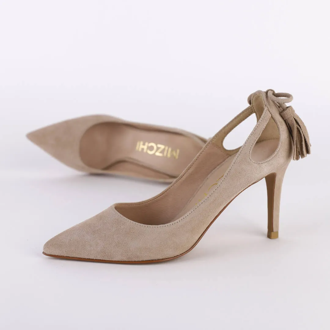 *UK size 3 - TISSLE TASSEL - beige, 8cm heels