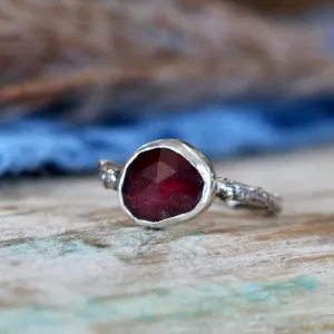 Wanderer Ring Garnet and sterling silver cast branch