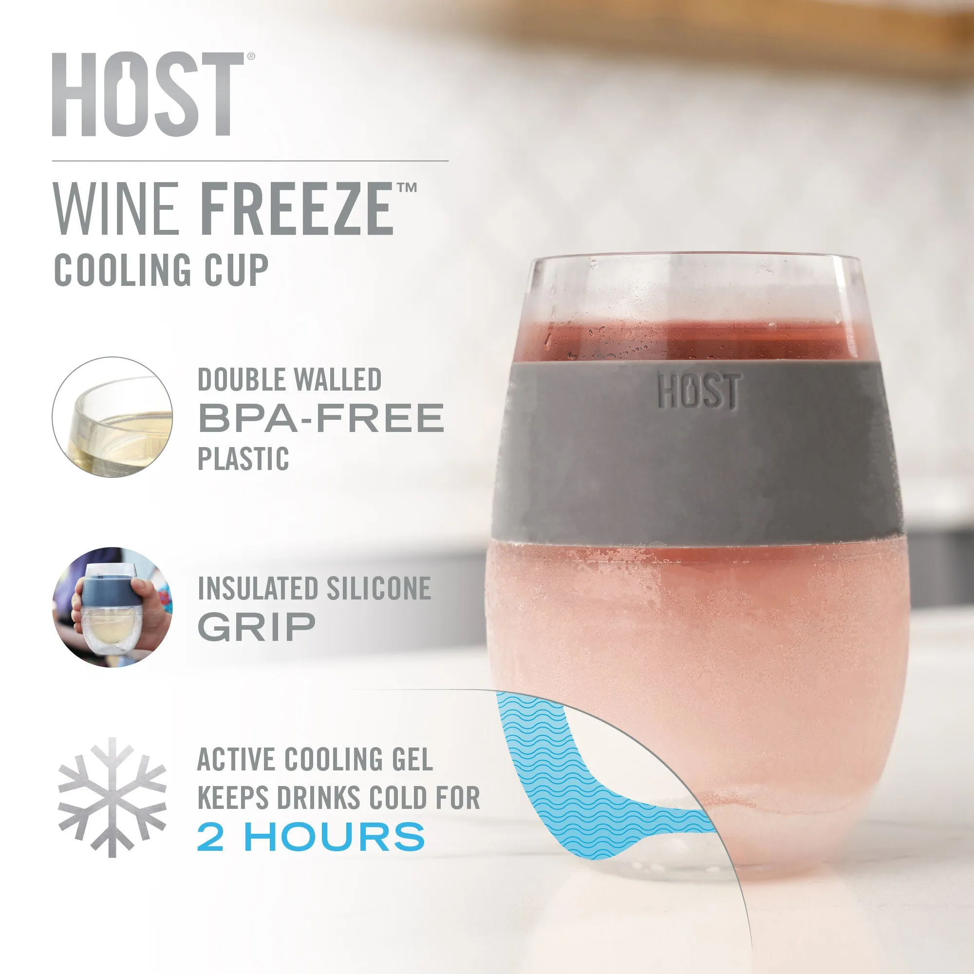 Wine FREEZE™ Cooling Cup in Grey